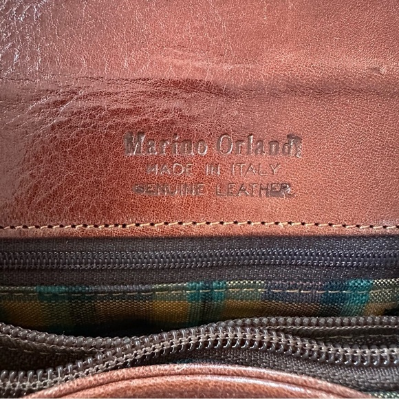 Vintage Marino Orlandi Purse Crossbody Bag Cognac Red Brown Leather Gold - Picture 12 of 15